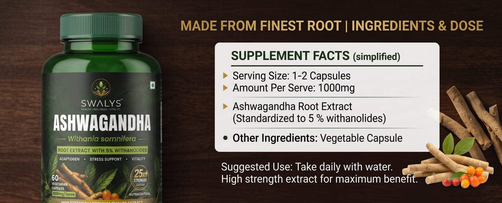 Ashwagandha capsule supplements fact sheet